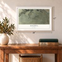 Halchita, Utah map, 12 x 18 inch print in a white frame in an entryway