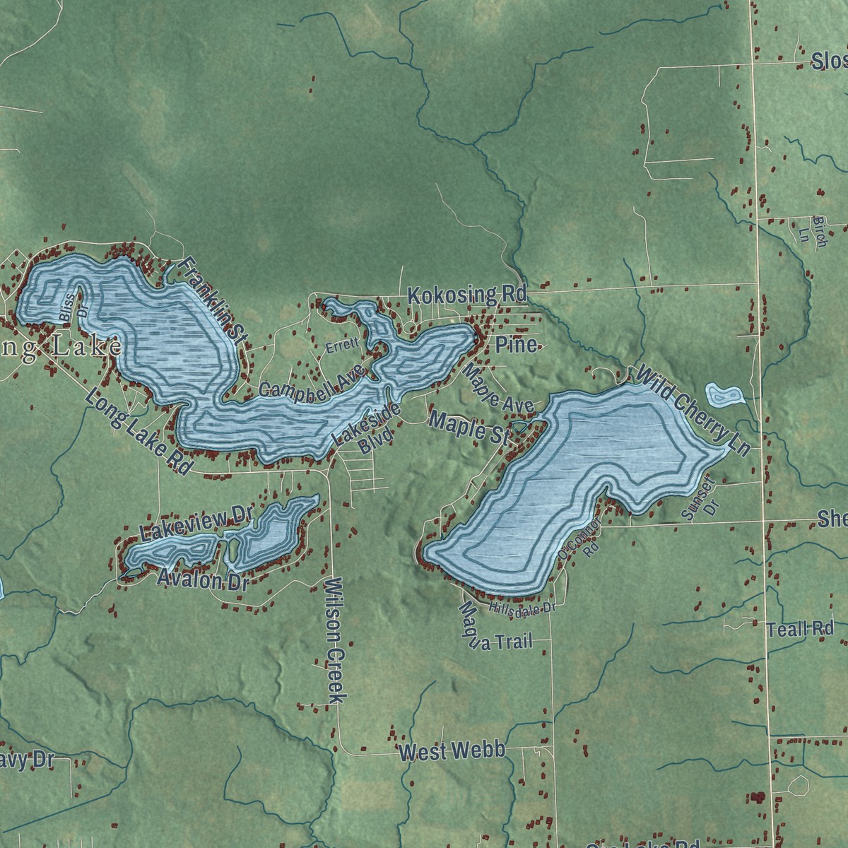 Second close-up of the map of Hale, Michigan print showing more streets and buildings