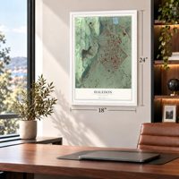 Haledon, New Jersey map, 18 x 24 inch print in a white frame in a home office