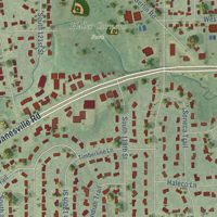 Second close-up of the map of Hales Corners, Wisconsin print showing more streets and buildings