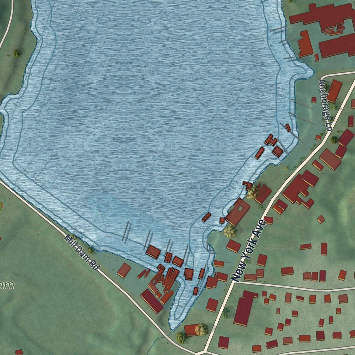Second close-up of the map of Halesite, New York print showing more streets and buildings