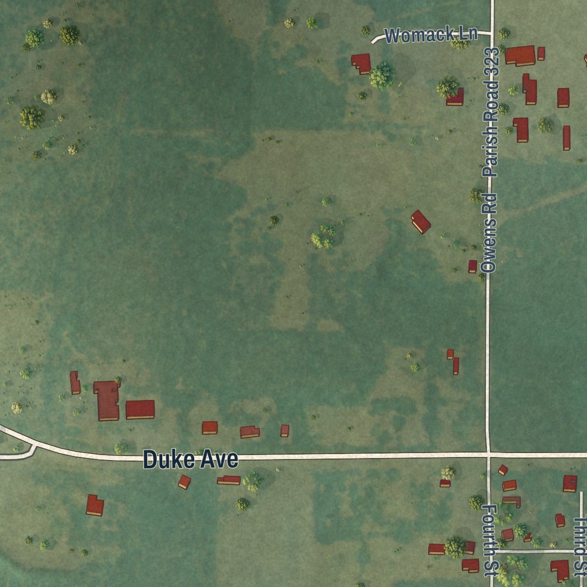 Second close-up of the map of Hall Summit, Louisiana print showing more streets and buildings
