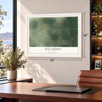 Hall Summit, Louisiana map, 18 x 24 inch print in a white frame in a home office