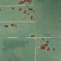 Second close-up of the map of Hallett, Oklahoma print showing more streets and buildings