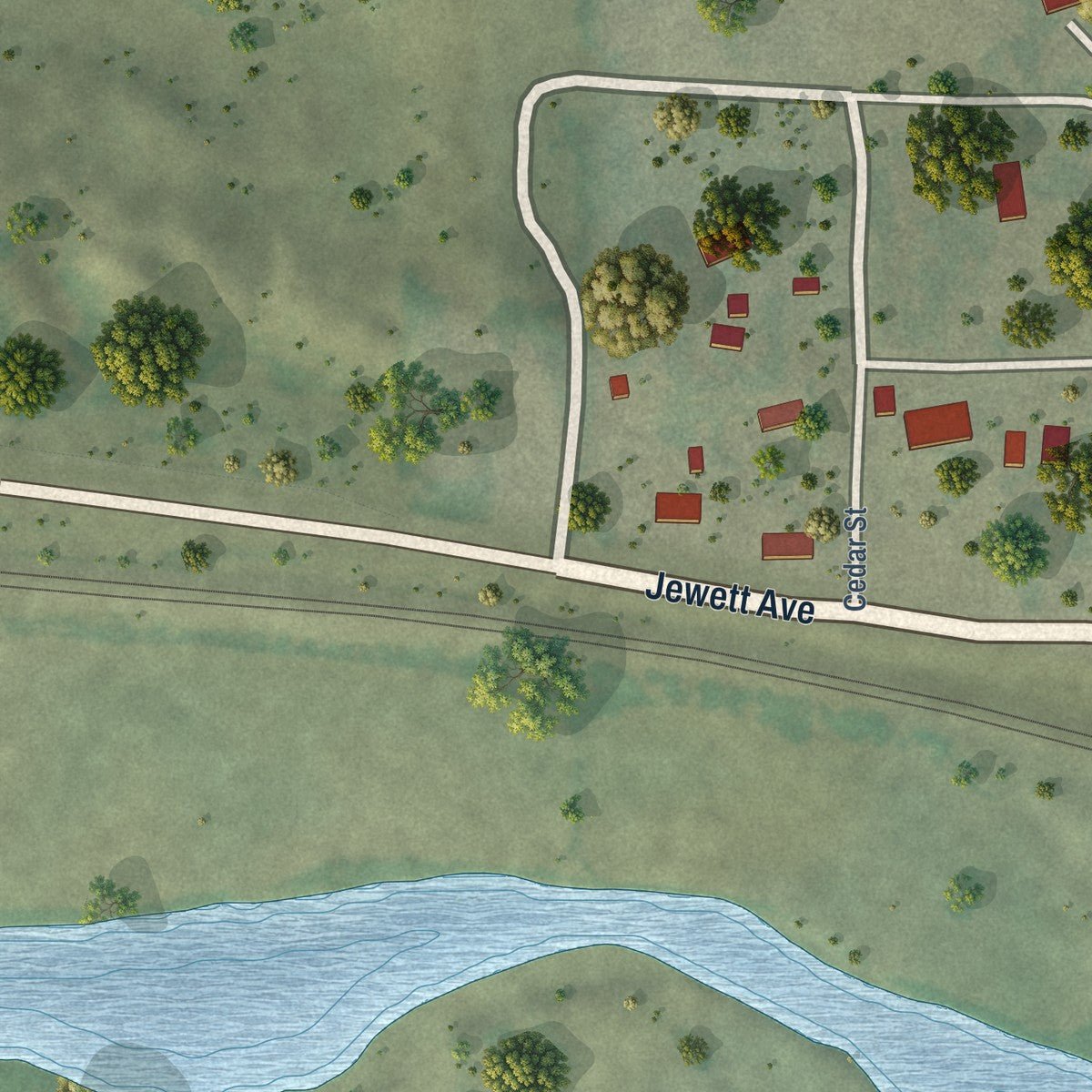 Second close-up of the map of Halsey, Nebraska print showing more streets and buildings