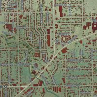 Second close-up of the map of Haltom City, Texas print showing more streets and buildings