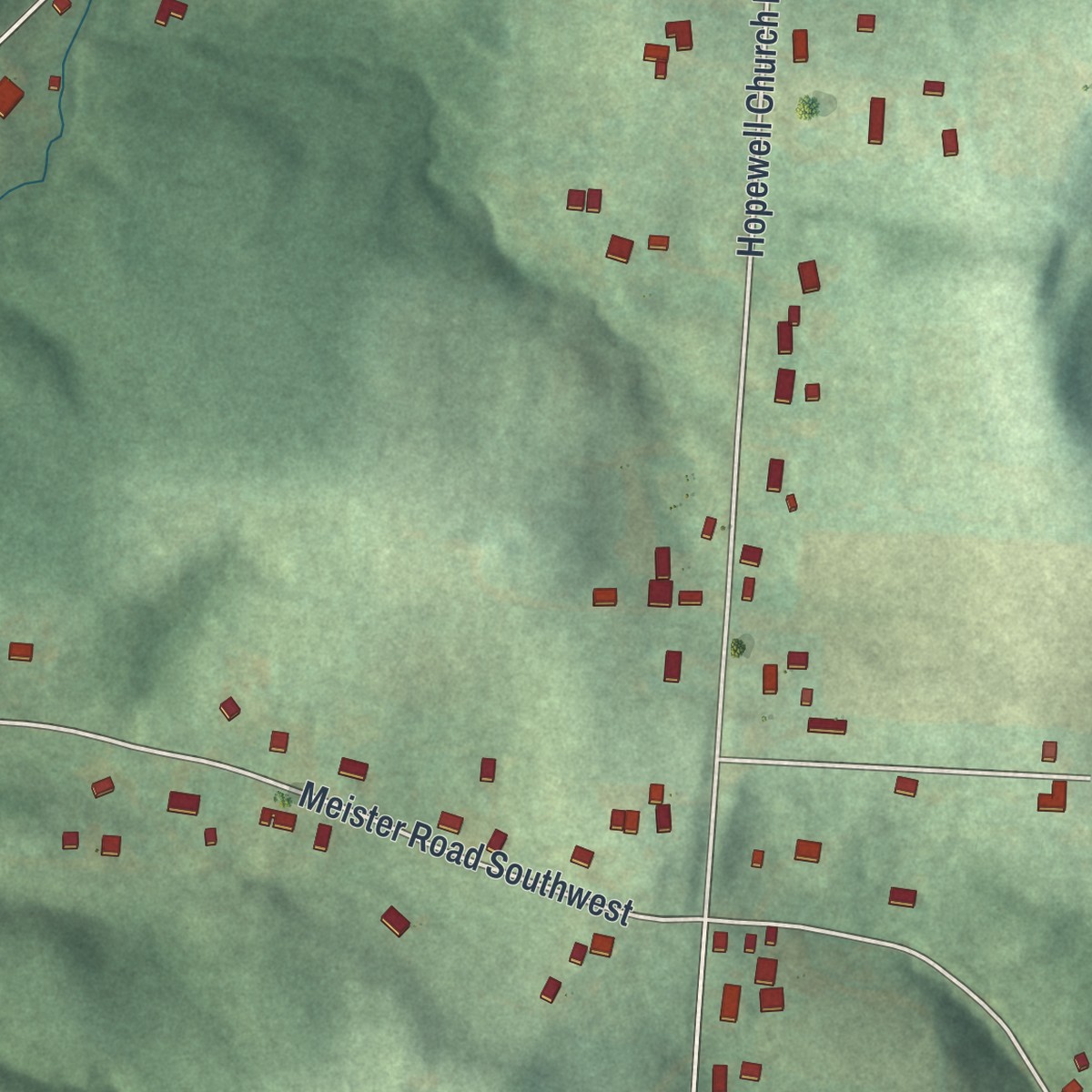 Second close-up of the map of Hamburg, Ohio print showing more streets and buildings
