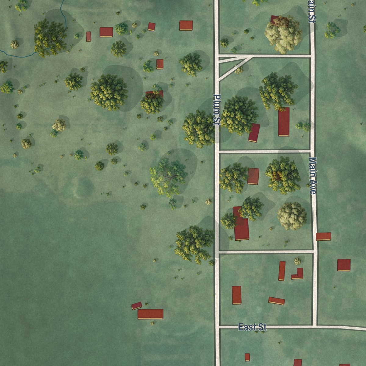 Second close-up of the map of Hamill, South Dakota print showing more streets and buildings