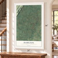 Hamilton, Franklin County, Pennsylvania map, 24 x 36 inch print in a white frame by a staircase