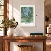 Hamilton, Indiana map, 12 x 18 inch print in a white frame in an entryway