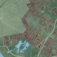 Second close-up of the map of Hamilton, Mercer County, New Jersey print showing more streets and buildings