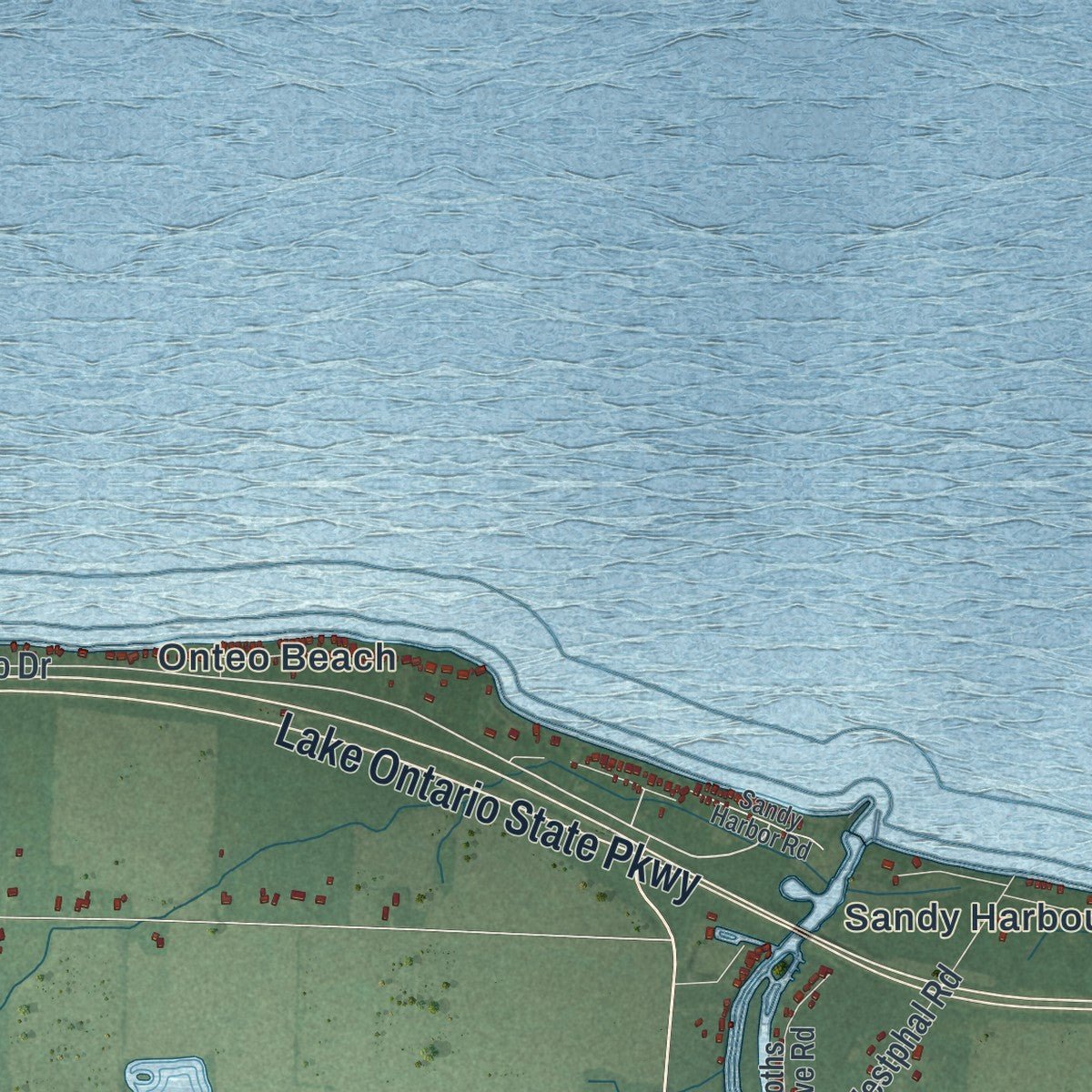 Second close-up of the map of Hamlin, New York print showing more streets and buildings