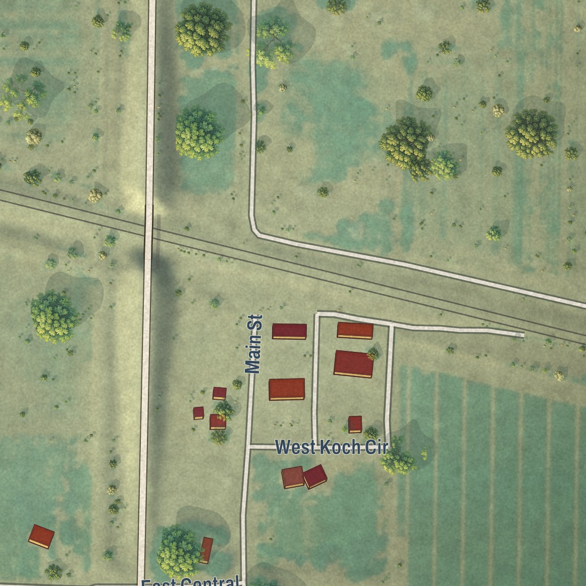 Second close-up of the map of Hammett, Idaho print showing more streets and buildings