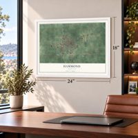 Hammond, Louisiana map, 18 x 24 inch print in a white frame in a home office