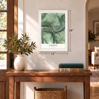Hammond, Minnesota map, 12 x 18 inch print in a white frame in an entryway