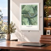 Hammond, Minnesota map, 18 x 24 inch print in a white frame in a home office