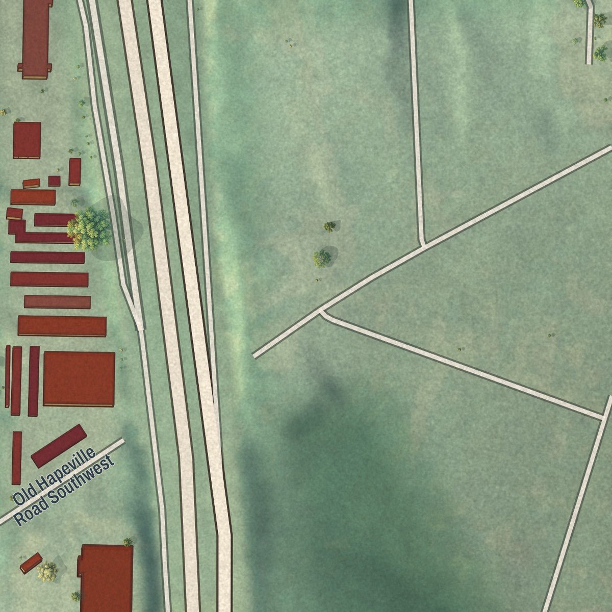 Second close-up of the map of Hammond Park, Georgia print showing more streets and buildings