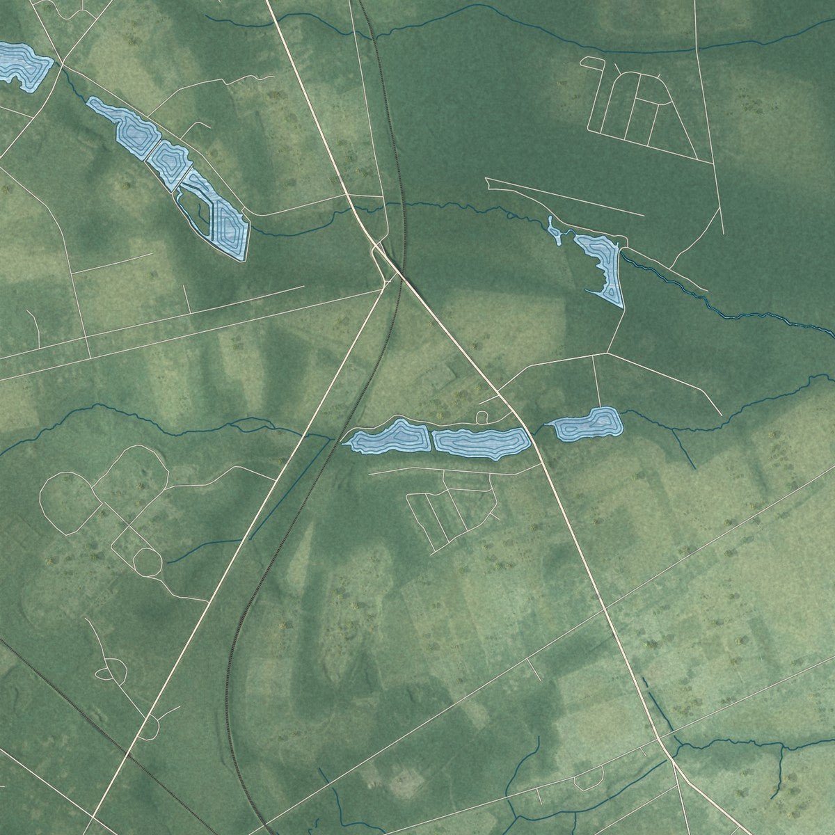 Second close-up of the map of Hammonton, New Jersey print showing more streets and buildings