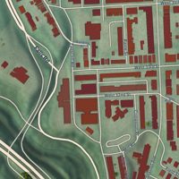 Second close-up of the map of Hampden, Maryland print showing more streets and buildings