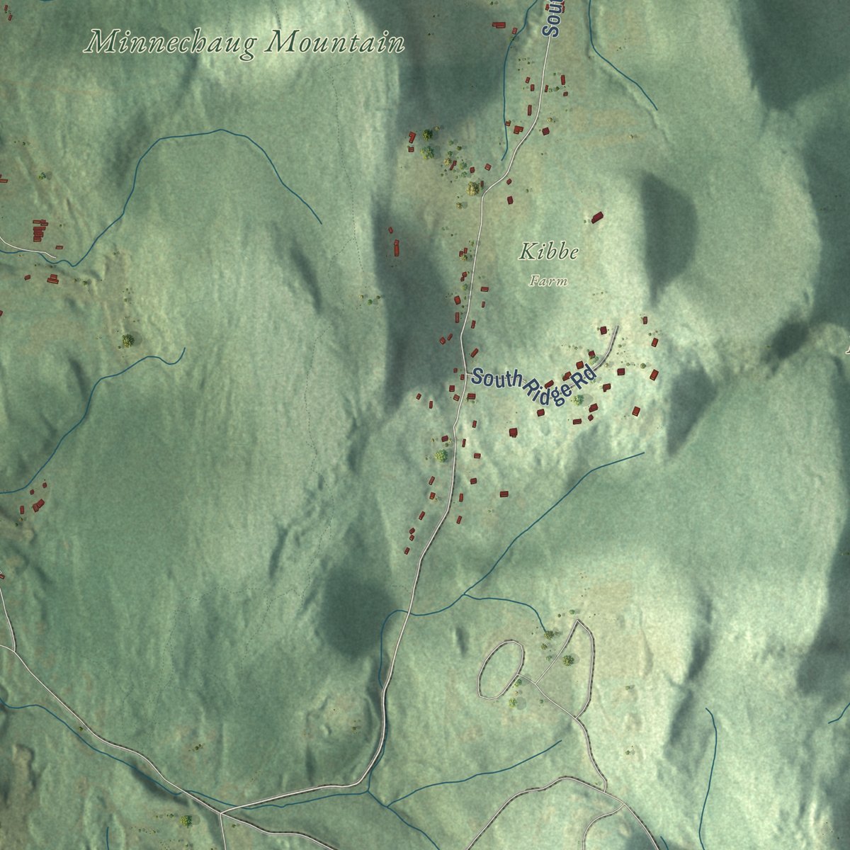 Second close-up of the map of Hampden, Massachusetts print showing more streets and buildings