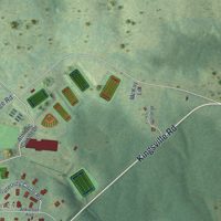 Second close-up of the map of Hampden-Sydney, Virginia print showing more streets and buildings