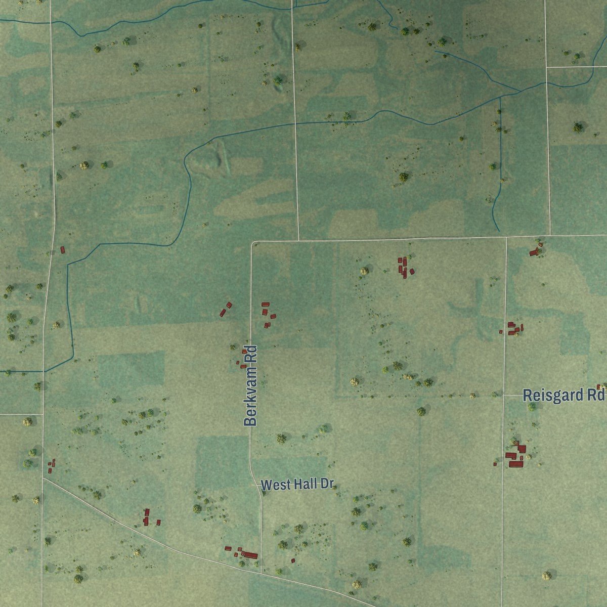 Second close-up of the map of Hampden, Wisconsin print showing more streets and buildings