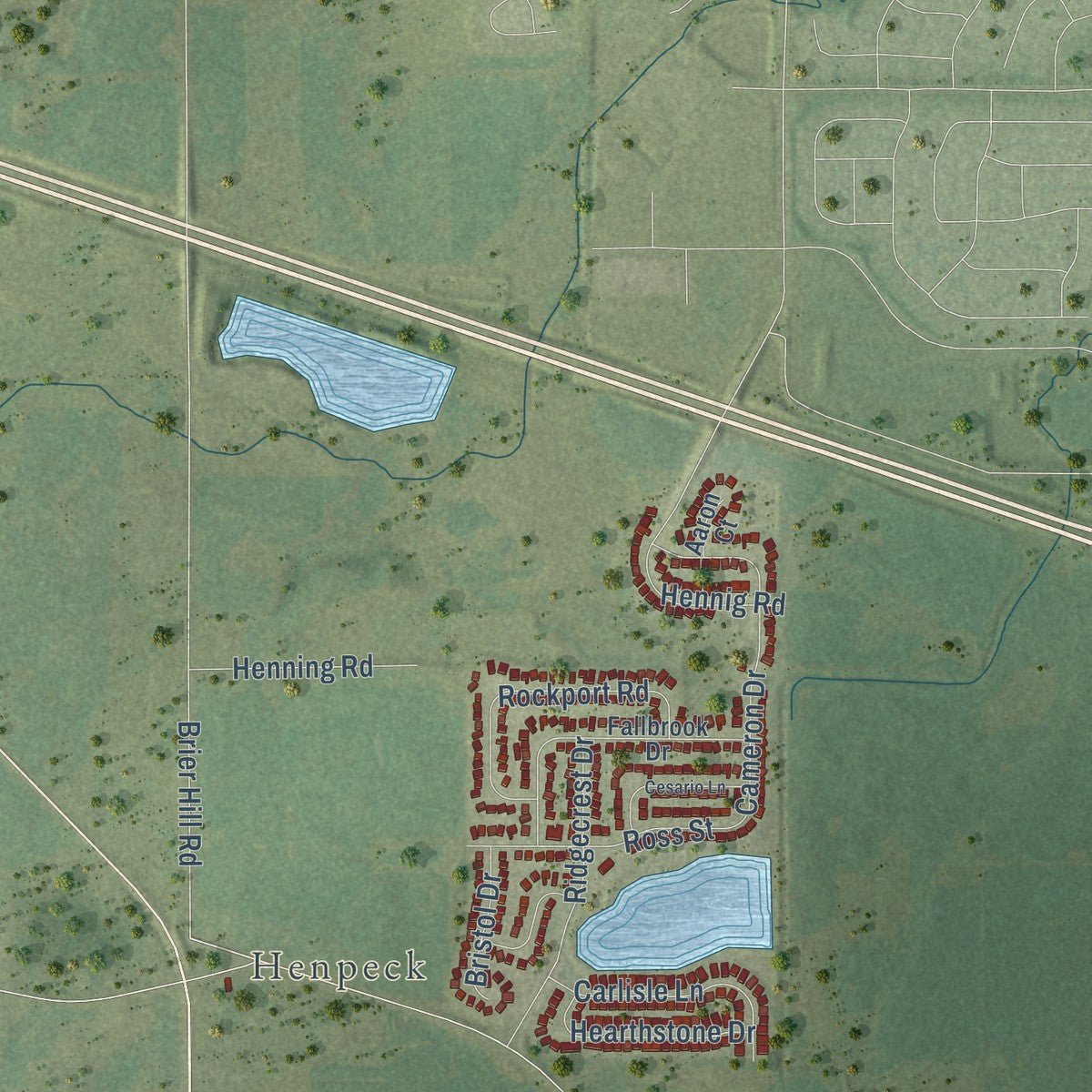 Second close-up of the map of Hampshire, Illinois print showing more streets and buildings