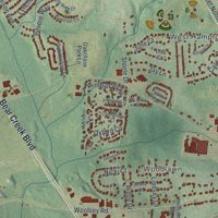 Second close-up of the map of Hampton, Georgia print showing more streets and buildings