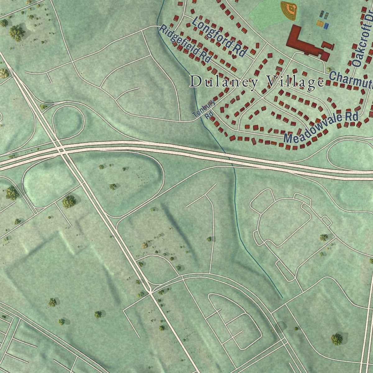 Second close-up of the map of Hampton, Maryland print showing more streets and buildings