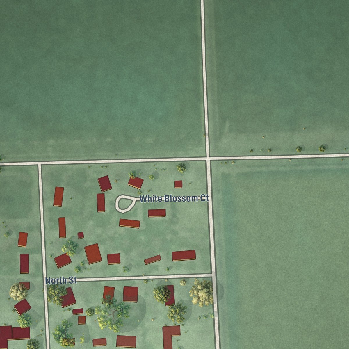 Second close-up of the map of Hampton, Nebraska print showing more streets and buildings
