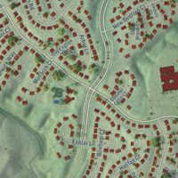 Second close-up of the map of Hampton Oaks, Virginia print showing more streets and buildings