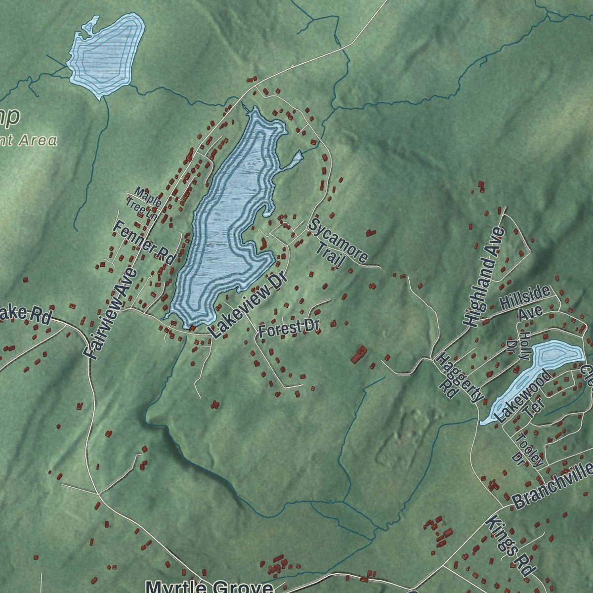 Second close-up of the map of Hampton, Sussex County, New Jersey print showing more streets and buildings