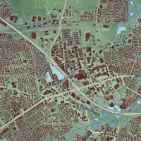 Second close-up of the map of Hampton, Virginia print showing more streets and buildings