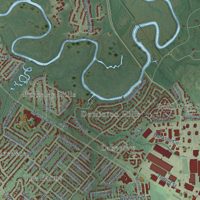 Second close-up of the map of Hanahan, South Carolina print showing more streets and buildings