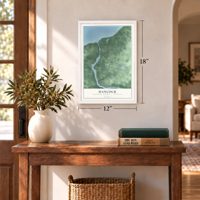 Hancock, Houghton County, Michigan map, 12 x 18 inch print in a white frame in an entryway