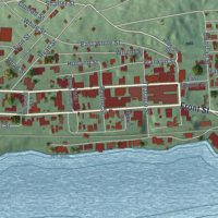 Second close-up of the map of Hancock, Michigan print showing more streets and buildings