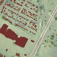 Second close-up of the map of Hancock, Texas print showing more streets and buildings