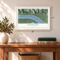 Hanging Rock, Ohio map, 12 x 18 inch print in a white frame in an entryway