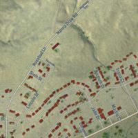 Second close-up of the map of Hanna, Wyoming print showing more streets and buildings