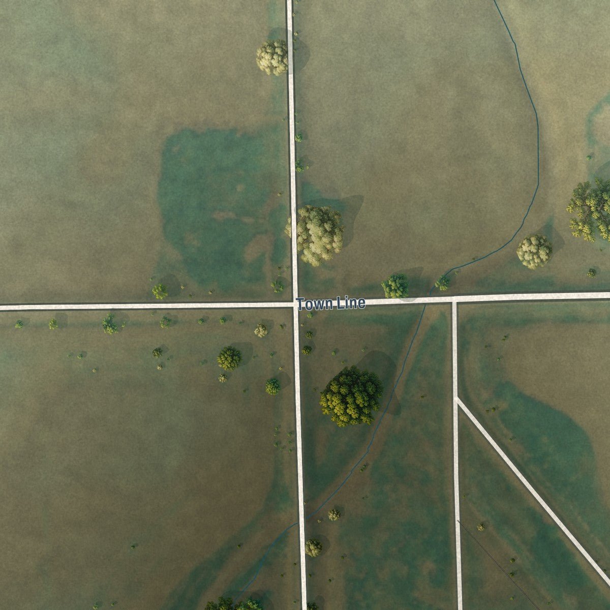 Second close-up of the map of Hannah, North Dakota print showing more streets and buildings