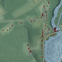 Second close-up of the map of Hannawa Falls, New York print showing more streets and buildings