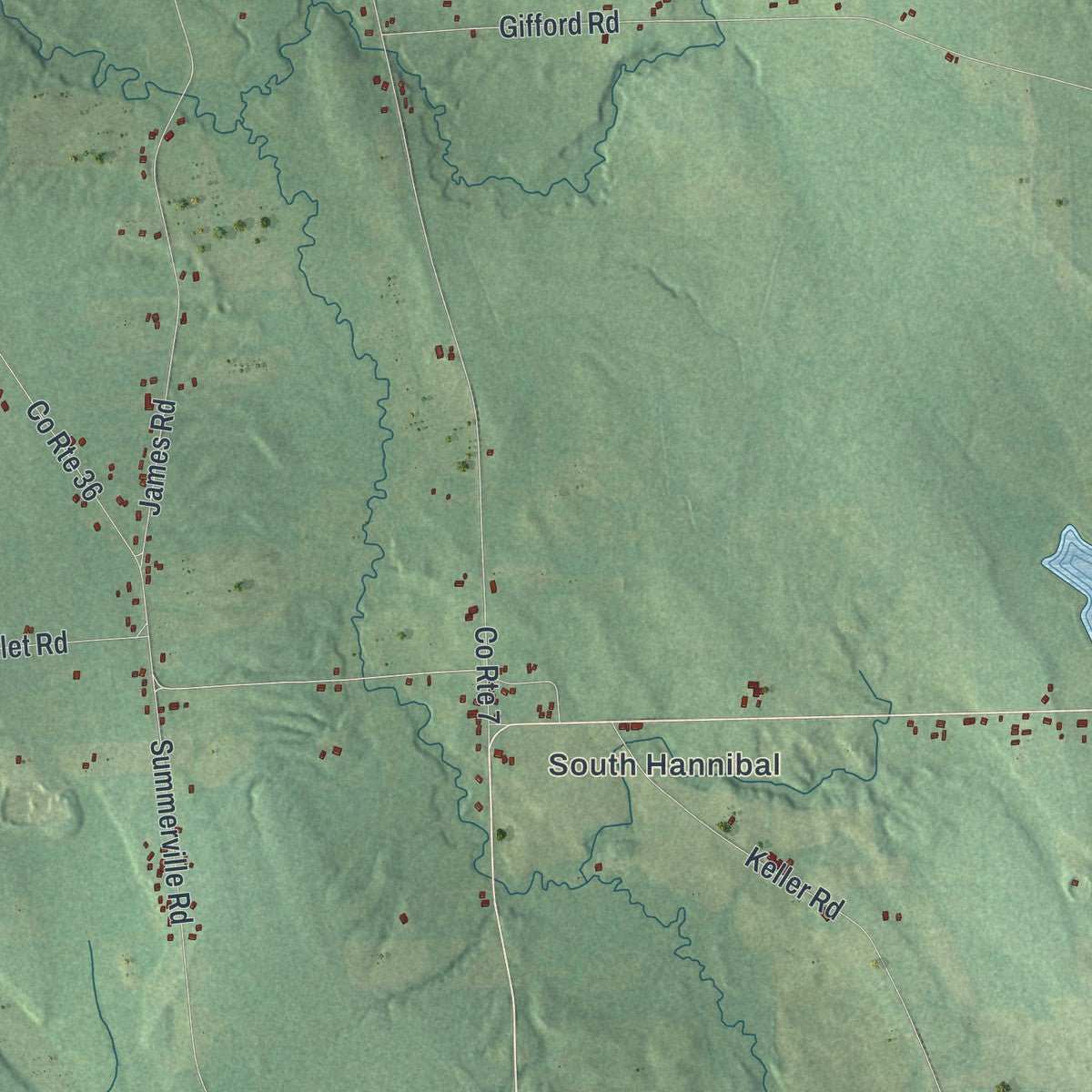 Second close-up of the map of Hannibal, New York print showing more streets and buildings