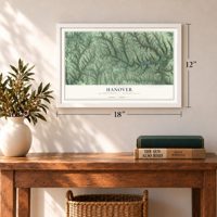 Hanover, Beaver County, Pennsylvania map, 12 x 18 inch print in a white frame in an entryway