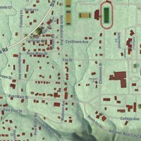 Second close-up of the map of Hanover, Indiana print showing more streets and buildings