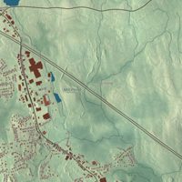 Close-up of the map of Hanover, Massachusetts print showing terrain and local geography