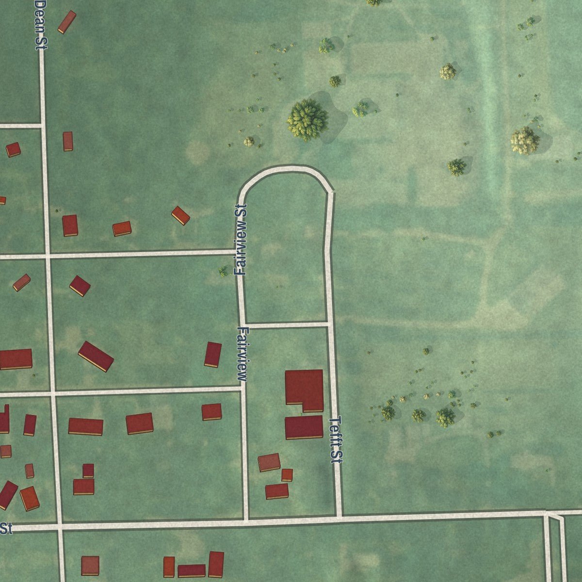 Second close-up of the map of Hanover, Michigan print showing more streets and buildings