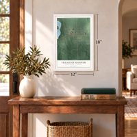 Hanover, Michigan map, 12 x 18 inch print in a white frame in an entryway