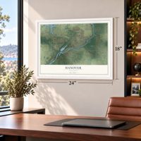 Hanover, Minnesota map, 18 x 24 inch print in a white frame in a home office