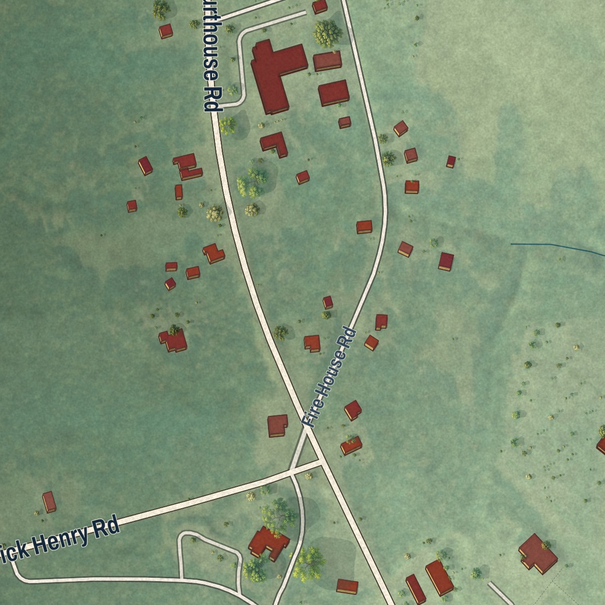Second close-up of the map of Hanover, Virginia print showing more streets and buildings