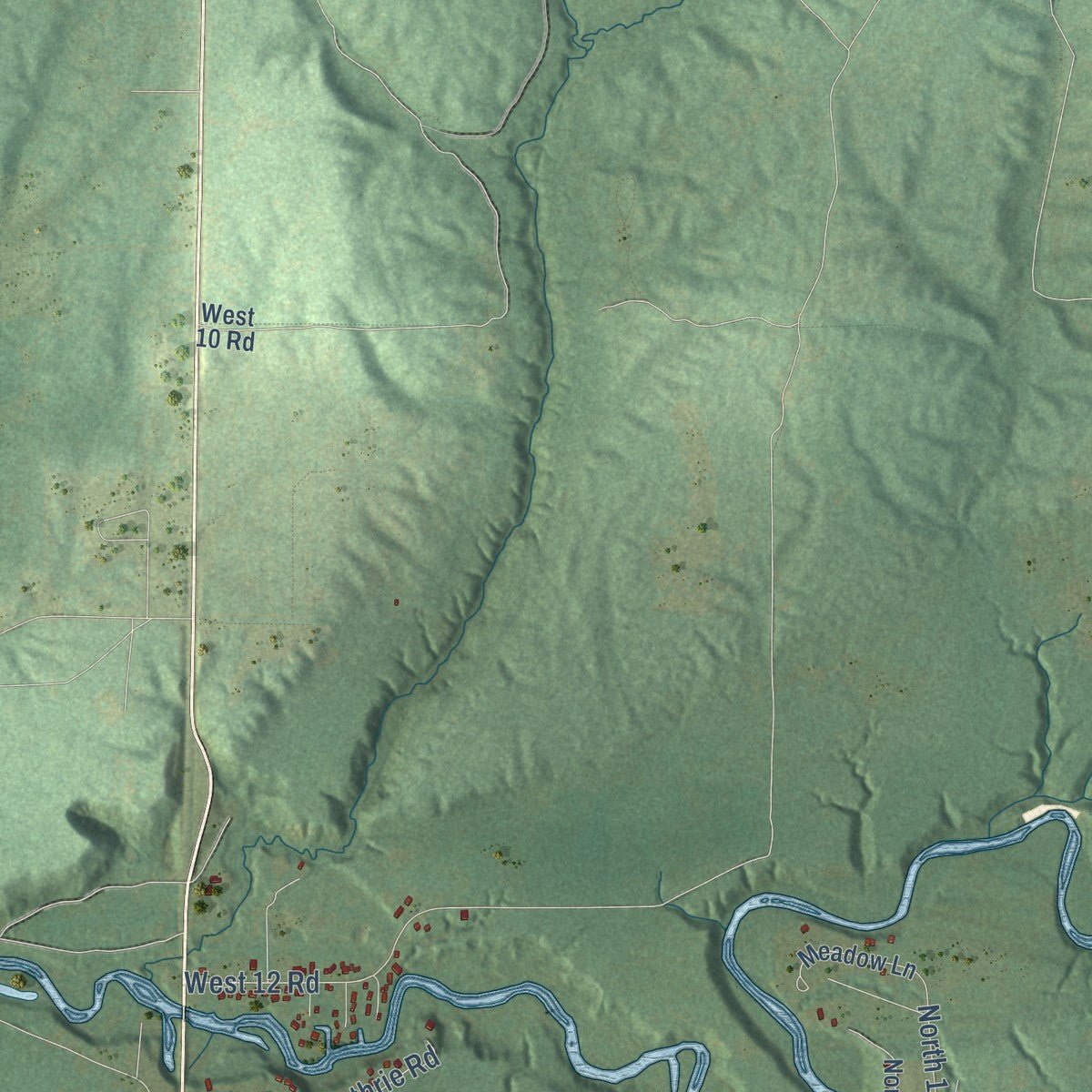 Second close-up of the map of Hanover, Wexford County, Michigan print showing more streets and buildings